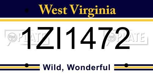 1ZI1472 West Virginia License Plate