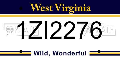 1ZI2276 West Virginia License Plate