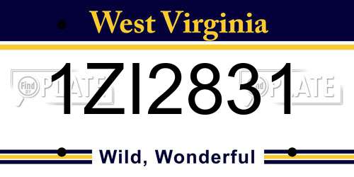 1ZI2831 West Virginia License Plate