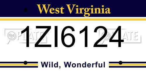 1ZI6124 West Virginia License Plate
