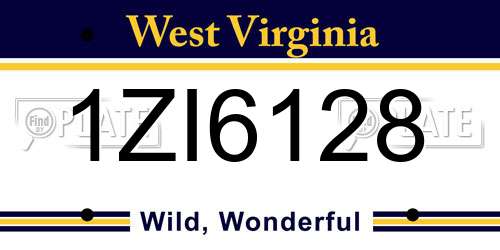 1ZI6128 West Virginia License Plate