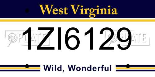 1ZI6129 West Virginia License Plate