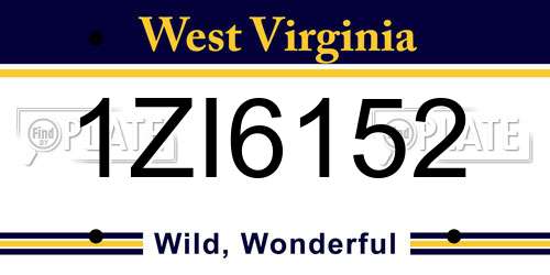 1ZI6152 West Virginia License Plate