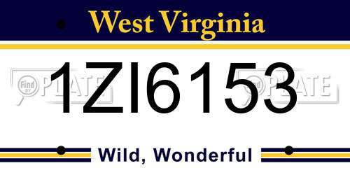 1ZI6153 West Virginia License Plate