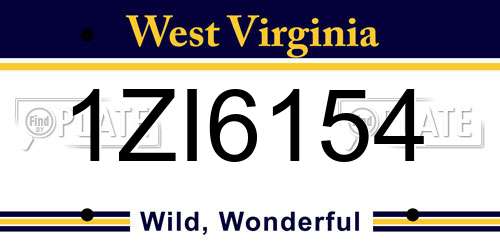 1ZI6154 West Virginia License Plate