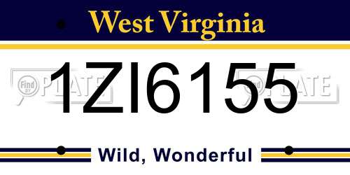 1ZI6155 West Virginia License Plate