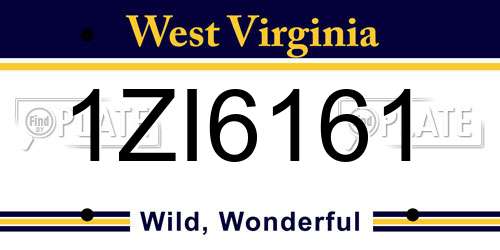 1ZI6161 West Virginia License Plate