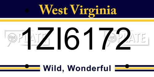 1ZI6172 West Virginia License Plate