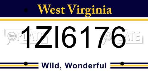 1ZI6176 West Virginia License Plate