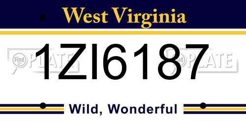 1ZI6187 West Virginia License Plate