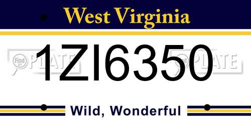 1ZI6350 West Virginia License Plate