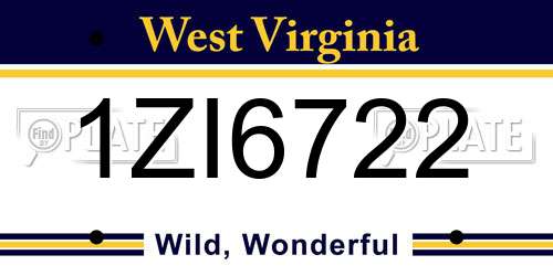 1ZI6722 West Virginia License Plate