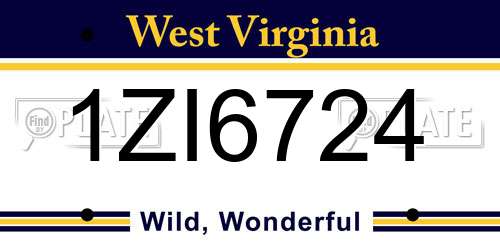 1ZI6724 West Virginia License Plate