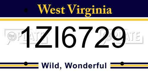 1ZI6729 West Virginia License Plate