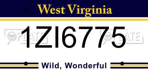 1ZI6775 West Virginia License Plate