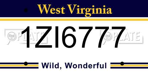 1ZI6777 West Virginia License Plate