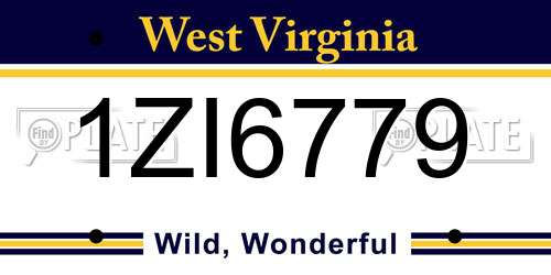 1ZI6779 West Virginia License Plate