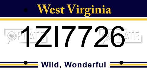1ZI7726 West Virginia License Plate