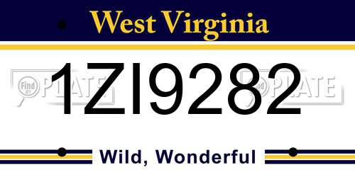 1ZI9282 West Virginia License Plate