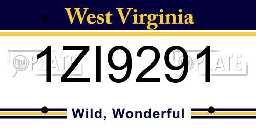 1ZI9291 West Virginia License Plate