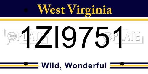 1ZI9751 West Virginia License Plate