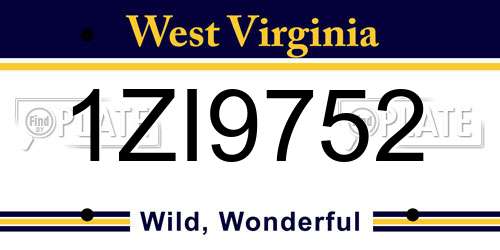 1ZI9752 West Virginia License Plate