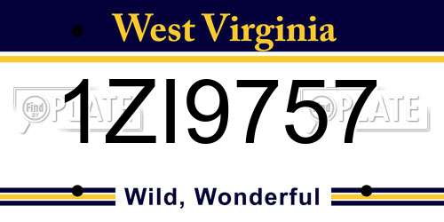 1ZI9757 West Virginia License Plate