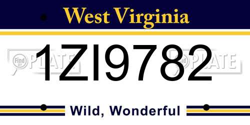 1ZI9782 West Virginia License Plate