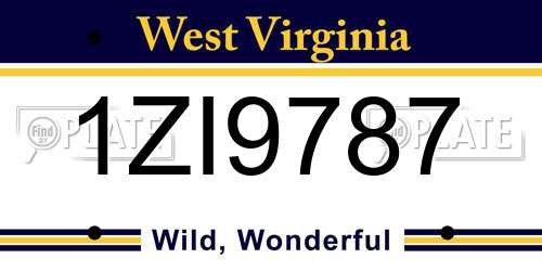 1ZI9787 West Virginia License Plate