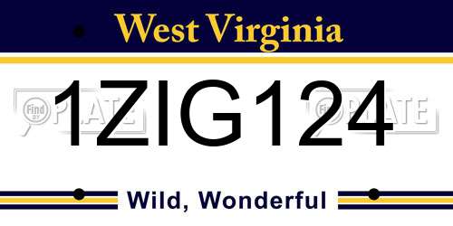 1ZIG124 West Virginia License Plate