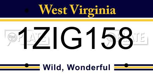1ZIG158 West Virginia License Plate