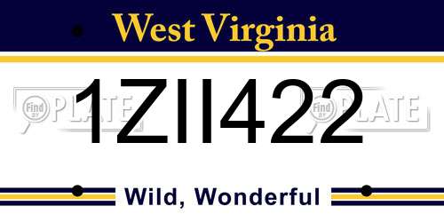 1ZII422 West Virginia License Plate