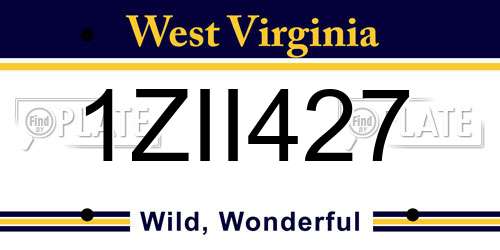 1ZII427 West Virginia License Plate