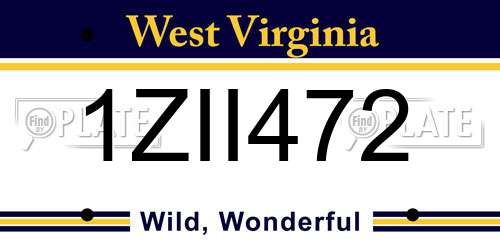 1ZII472 West Virginia License Plate
