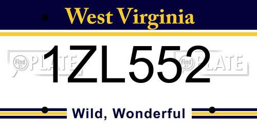 1ZL552 West Virginia License Plate