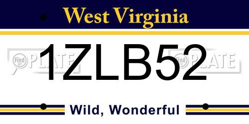 1ZLB52 West Virginia License Plate