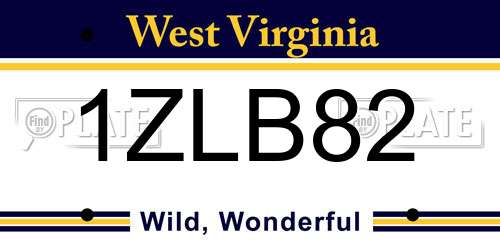 1ZLB82 West Virginia License Plate