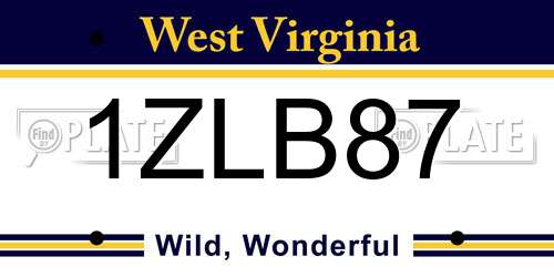1ZLB87 West Virginia License Plate