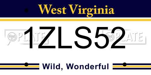 1ZLS52 West Virginia License Plate