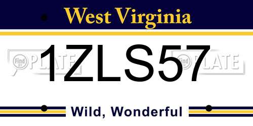 1ZLS57 West Virginia License Plate
