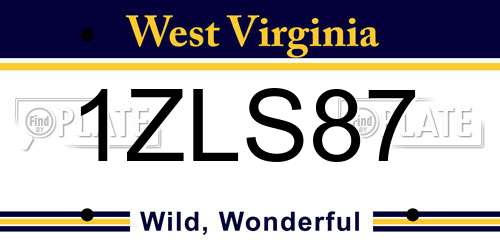 1ZLS87 West Virginia License Plate