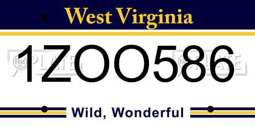 1ZOO586 West Virginia License Plate