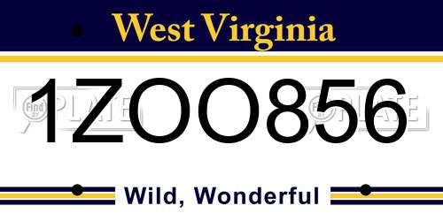 1ZOO856 West Virginia License Plate