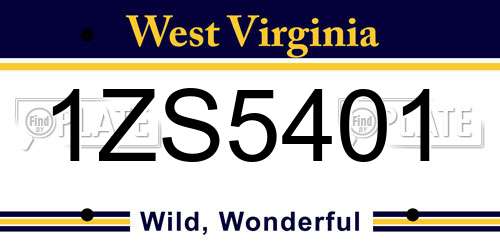 1ZS5401 West Virginia License Plate
