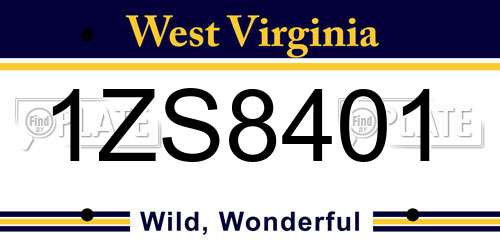1ZS8401 West Virginia License Plate
