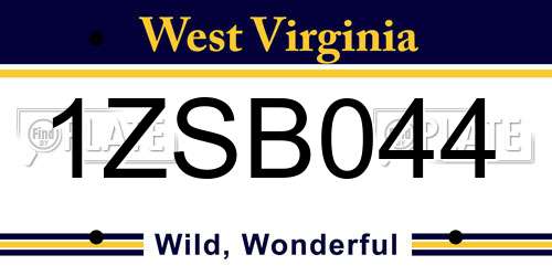 1ZSB044 West Virginia License Plate