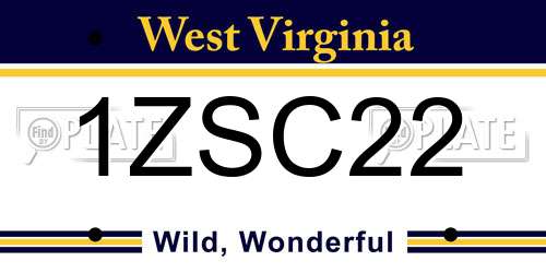 1ZSC22 West Virginia License Plate