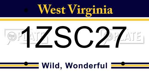 1ZSC27 West Virginia License Plate