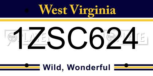 1ZSC624 West Virginia License Plate