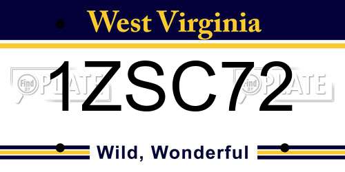 1ZSC72 West Virginia License Plate